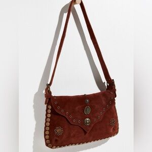 Free People - Edie Embellished Purse Suede Shoulder Bag with Stud Accents